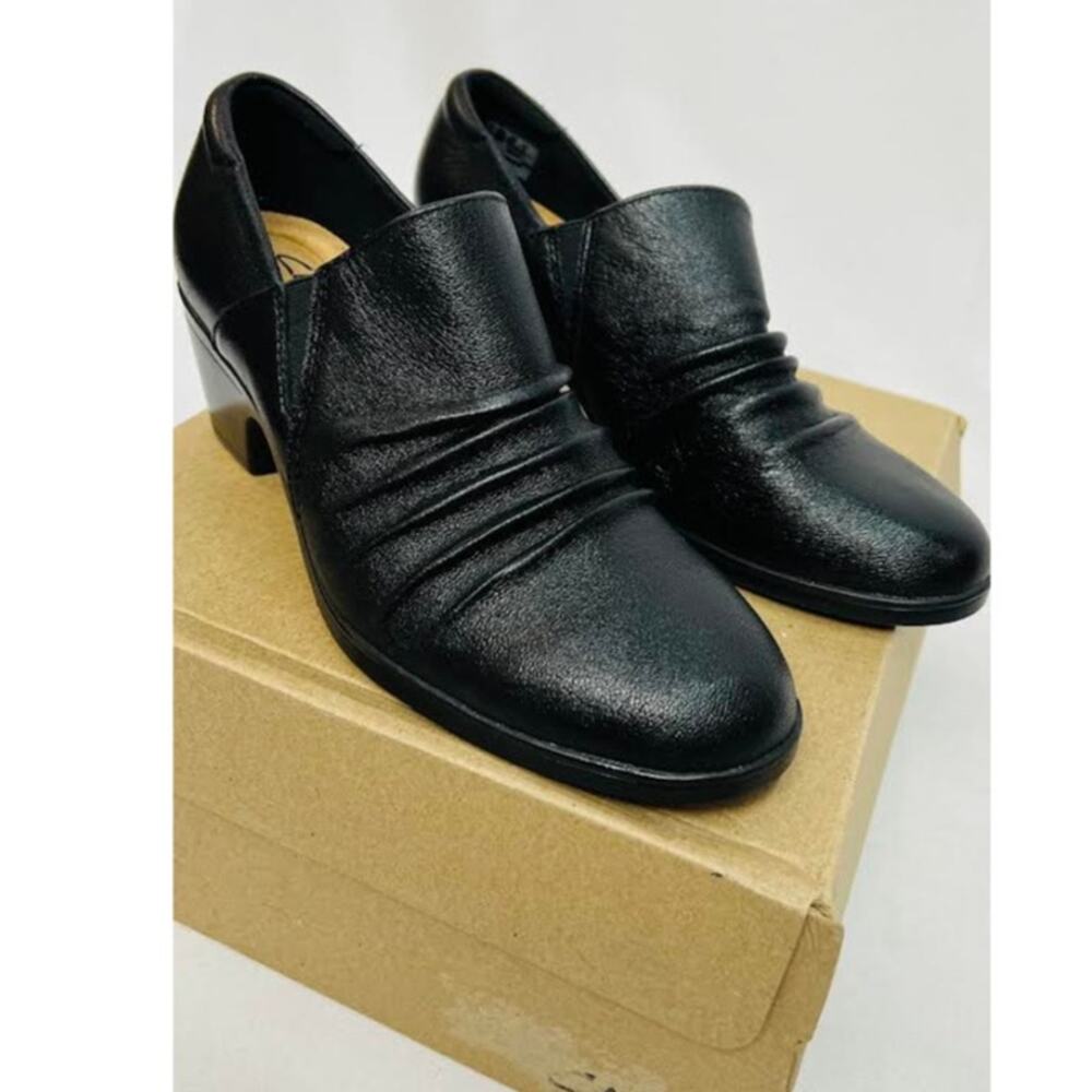 Clarks Emily 2 Cove High Women's Heels‎ Black Leather  7M